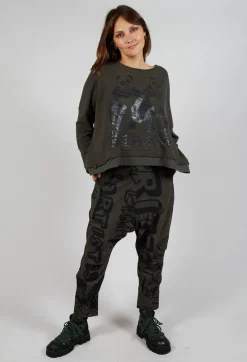 Oversized Jersey Top with Motif in Jungle Print