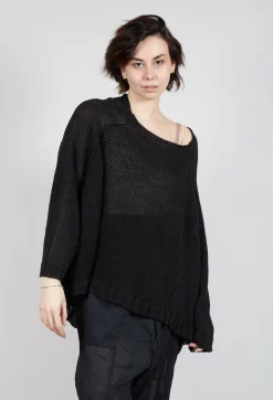 Oversized Knitted Jumper with Square Neckline in Black