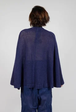 Oversized Knitted Jumper with Square Neckline in Ocean