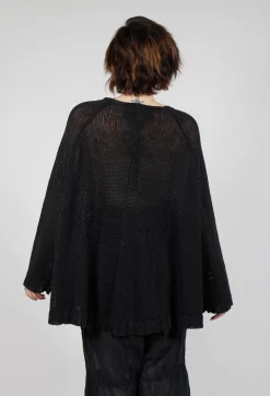 Oversized Knitted Jumper with Square Neckline in Black