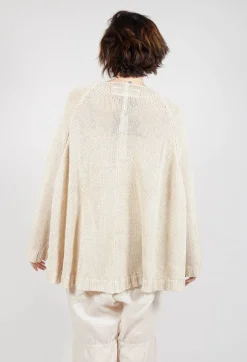 Oversized Knitted Jumper with Square Neckline in Greige
