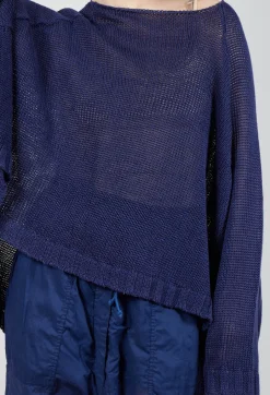 Oversized Knitted Jumper with Square Neckline in Ocean