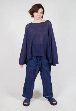 Oversized Knitted Jumper with Square Neckline in Ocean