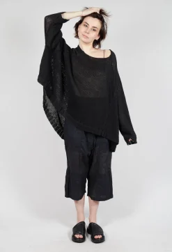 Oversized Knitted Jumper with Square Neckline in Black