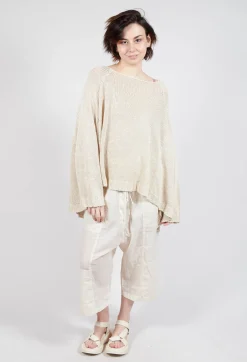 Oversized Knitted Jumper with Square Neckline in Greige