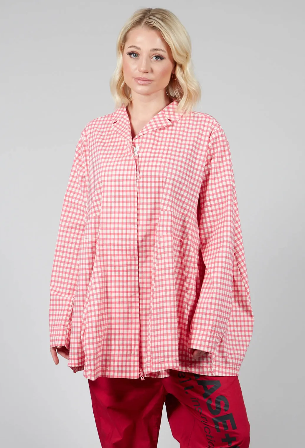 Oversized Lightweight Jacket in Cherry Check