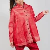 Oversized Longline Jacket in Cardinal Flock