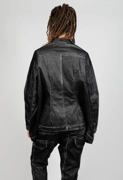 Oversized Longline Jacket in Black Flock