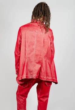 Oversized Longline Jacket in Cardinal Flock