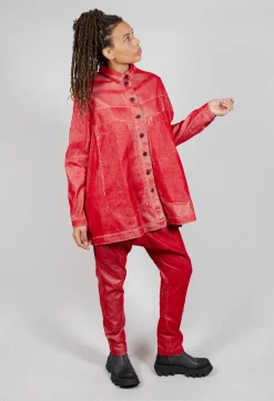 Oversized Longline Jacket in Cardinal Flock