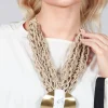 Oversized Necklace with Multiple Strings with Gold Pendant