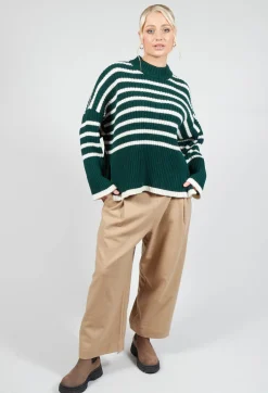 Oversized Pull with Green and Ecru Stripes