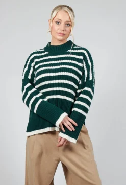 Oversized Pull with Green and Ecru Stripes