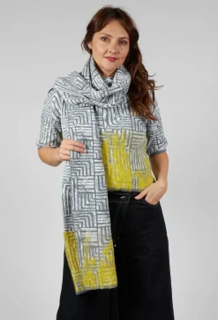 Oversized Scarf in Light Grey and Yellow