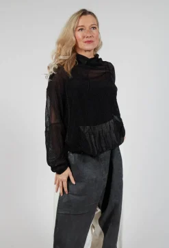 Oversized Sheer Knit in Black Sparkle