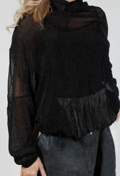 Oversized Sheer Knit in Black Sparkle