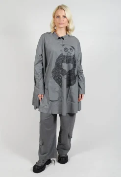 Oversized Shirt Dress in Rock Print