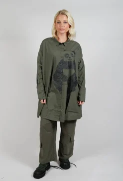 Oversized Shirt Dress in Camp Print