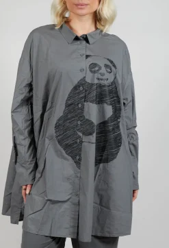 Oversized Shirt Dress in Rock Print