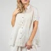 Oversized Short Sleeved Shirt in Pearl Stripe