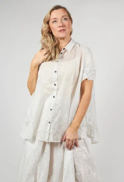 Oversized Short Sleeved Shirt in Pearl Stripe