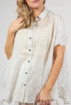 Oversized Short Sleeved Shirt in Pearl Stripe