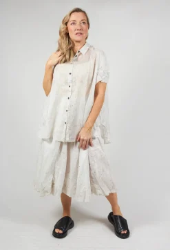 Oversized Short Sleeved Shirt in Pearl Stripe
