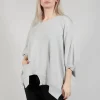 Oversized Sweater with Asymmetric Hem in Silver