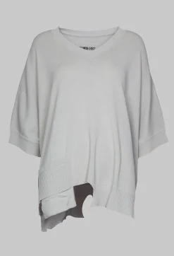 Oversized Sweater with Asymmetric Hem in Silver