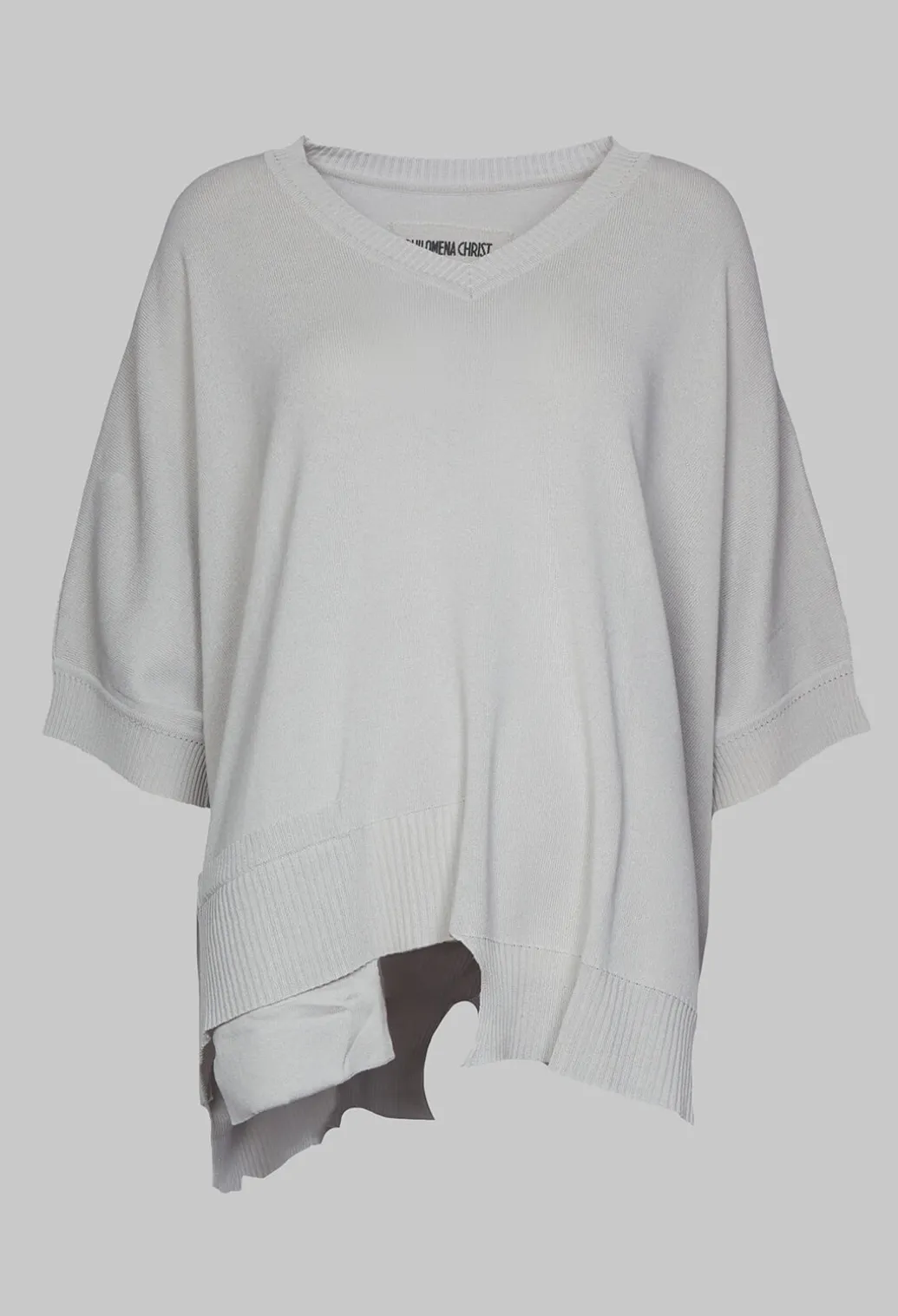 Oversized Sweater with Asymmetric Hem in Silver