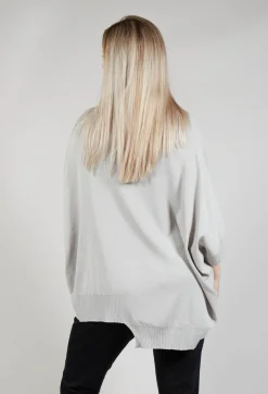 Oversized Sweater with Asymmetric Hem in Silver