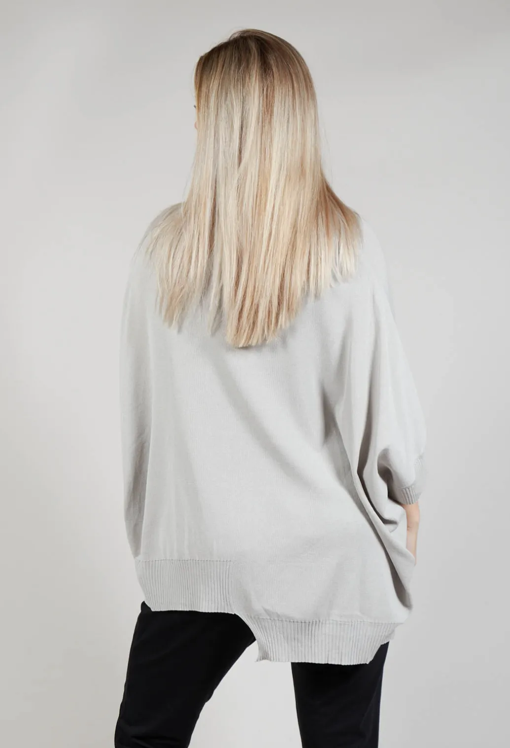Oversized Sweater with Asymmetric Hem in Silver