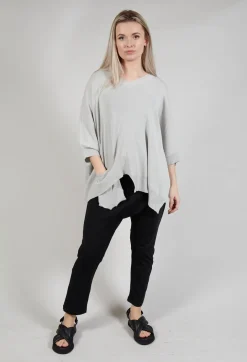 Oversized Sweater with Asymmetric Hem in Silver