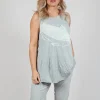 Oversized Top with High Low Hem in Grey Print