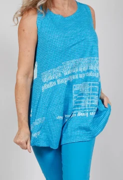 Oversized Top with High Low Hem in Malibu Print