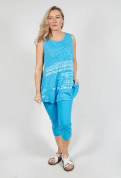 Oversized Top with High Low Hem in Malibu Print