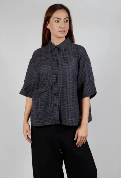 Oversized Wool Shirt in Blue Check