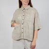 Oversized Wool Shirt in Beige Check