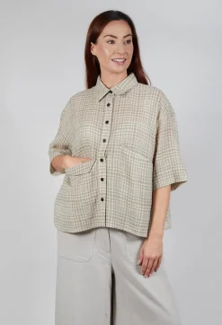Oversized Wool Shirt in Beige Check