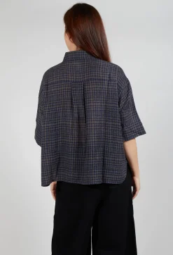 Oversized Wool Shirt in Blue Check