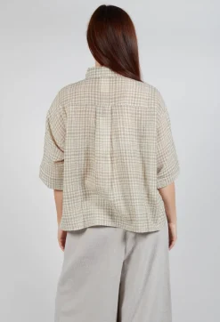 Oversized Wool Shirt in Beige Check