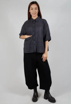 Oversized Wool Shirt in Blue Check