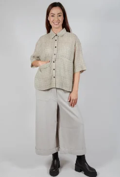 Oversized Wool Shirt in Beige Check
