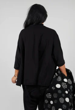 Overszied Dipped Hem Top in Black