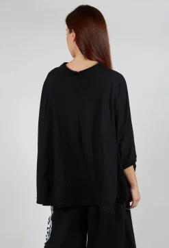 Overszied Dipped Hem Top in Black