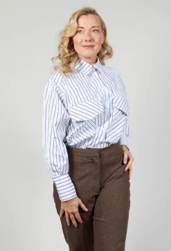 Oxford Striped Shirt with Statement Pockets in Violet