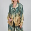 Padded Pattern Blazer in Petrol and Tea