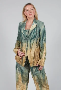 Padded Pattern Blazer in Petrol and Tea