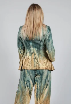 Padded Pattern Blazer in Petrol and Tea