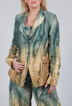 Padded Pattern Blazer in Petrol and Tea